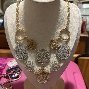 Elegant Gold and Silver Circle Necklace